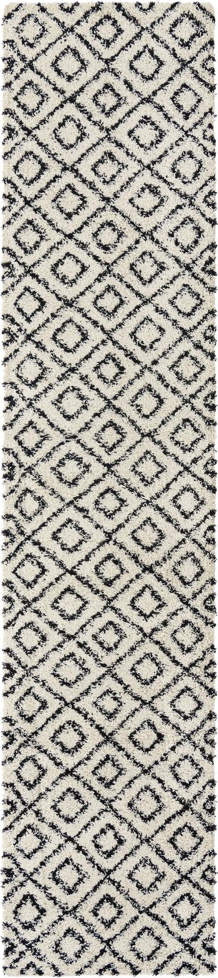 Trellis Haven Collection Area Rug - Soho (White and Black) Runner Black and White  lifestyle 9