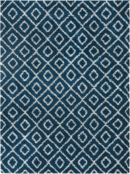 Lattice Loft Shag Collection Area Rug - Soho (Navy Blue) Rectangle Navy Blue Main