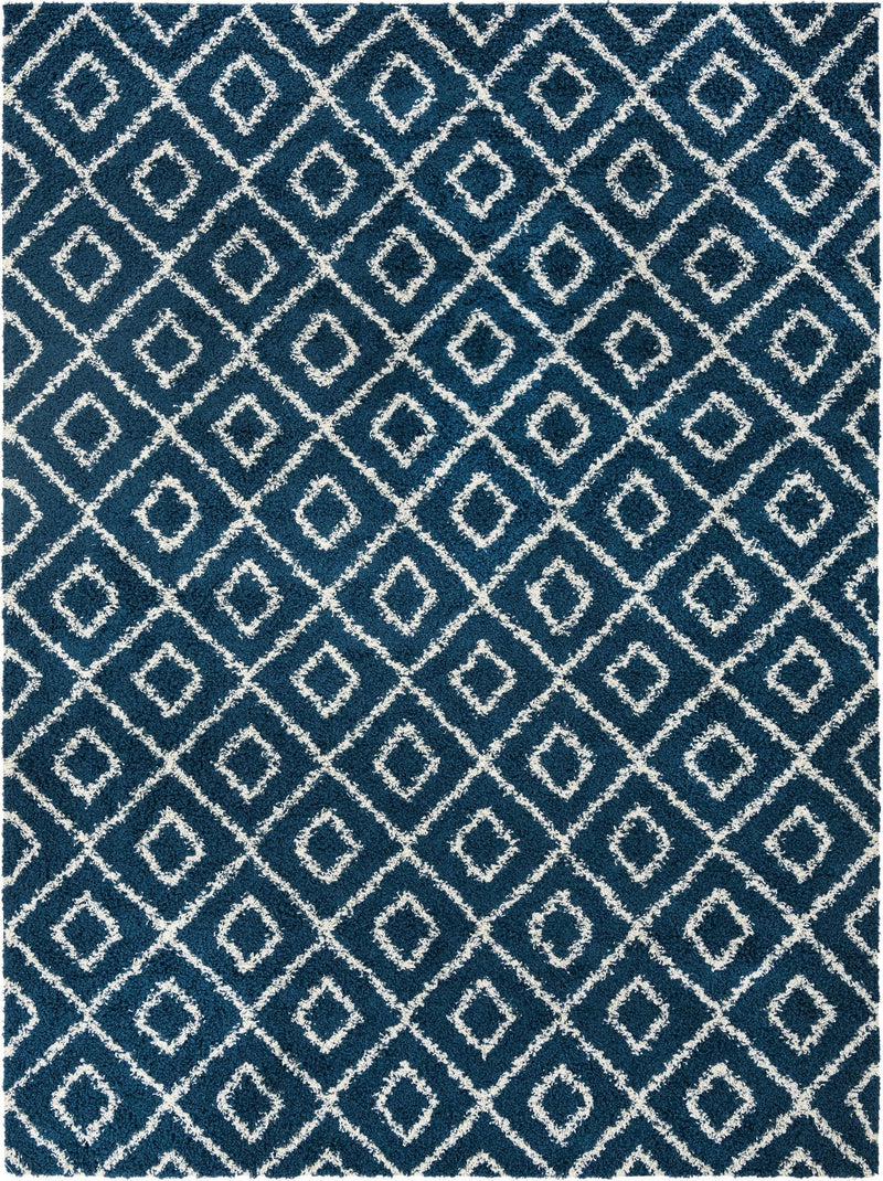 Lattice Loft Shag Collection Area Rug - Soho (Navy Blue) Rectangle Navy Blue Main
