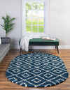 Lattice Loft Shag Collection Area Rug - Soho (Navy Blue) Oval Navy Blue  lifestyle 2