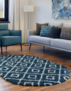 Lattice Loft Shag Collection Area Rug - Soho (Navy Blue) Oval Navy Blue  lifestyle 14