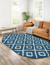 Lattice Loft Shag Collection Area Rug - Soho (Navy Blue) Oval Navy Blue  lifestyle 16
