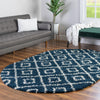 Lattice Loft Shag Collection Area Rug - Soho (Navy Blue) Oval Navy Blue  lifestyle 13