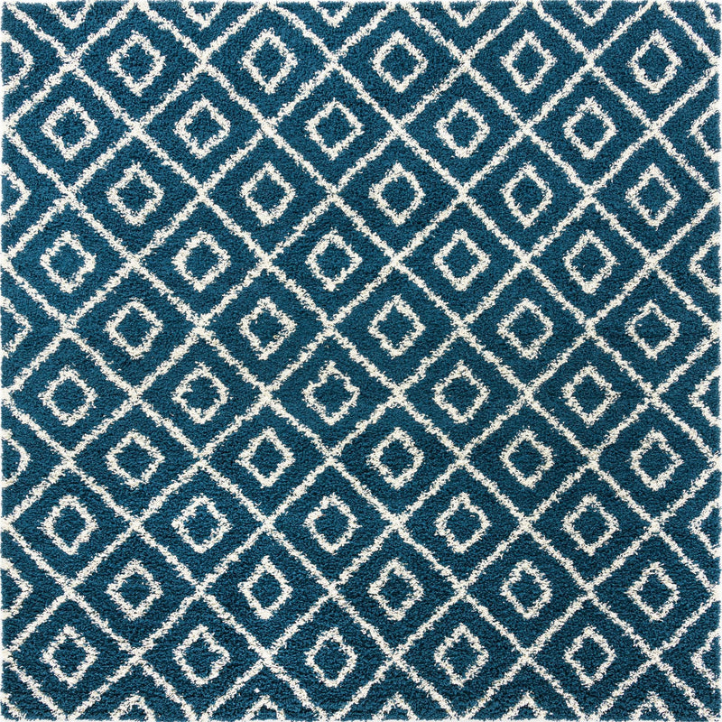 Lattice Loft Shag Collection Area Rug - Soho (Navy Blue) Square Navy Blue Main