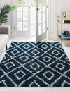 Lattice Loft Shag Collection Area Rug - Soho (Navy Blue) Square Navy Blue  lifestyle 2