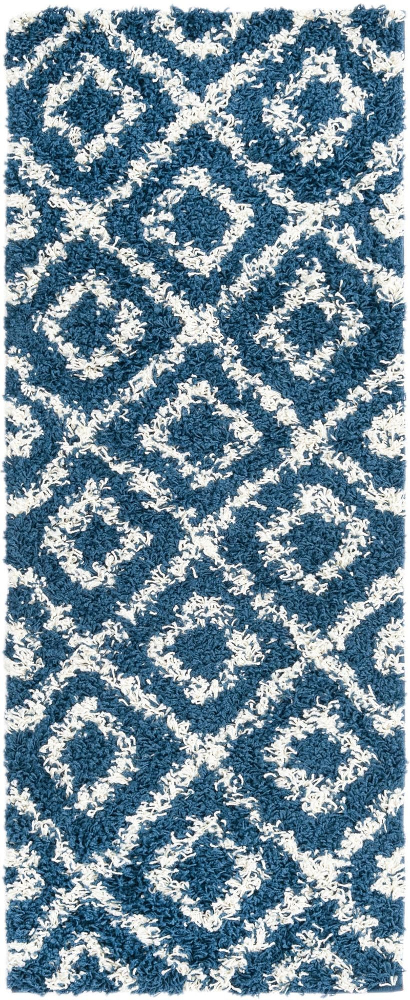 Lattice Loft Shag Collection Area Rug - Soho (Navy Blue) Runner Navy Blue Main