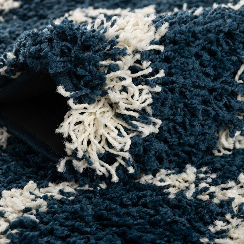 Lattice Loft Shag Collection Area Rug - Soho (Navy Blue) Runner Navy Blue  lifestyle 4