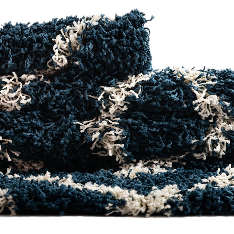 Lattice Loft Shag Collection Area Rug - Soho (Navy Blue) Runner Navy Blue  lifestyle 12