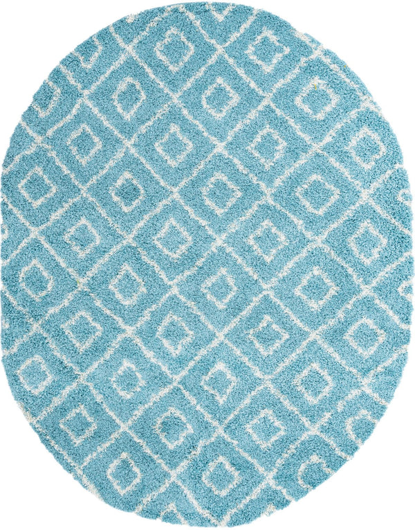 Lattice Loft Shag Collection Area Rug - Soho (Aqua) Oval Aqua Main
