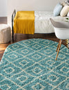 Lattice Loft Shag Collection Area Rug - Soho (Aqua) Oval Aqua  lifestyle 2