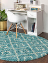 Lattice Loft Shag Collection Area Rug - Soho (Aqua) Oval Aqua  lifestyle 3