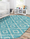 Lattice Loft Shag Collection Area Rug - Soho (Aqua) Oval Aqua  lifestyle 25