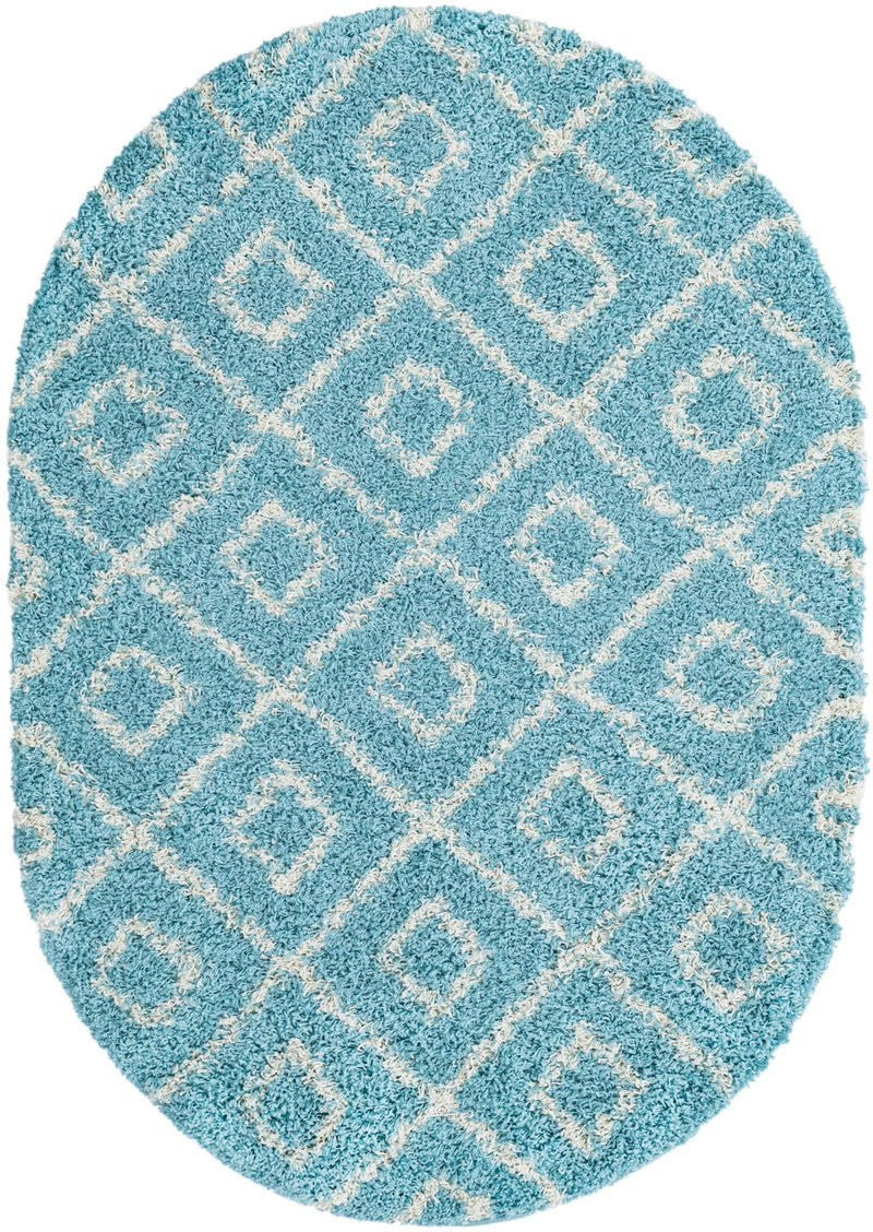Trellis Haven Collection Area Rug - Soho (Aqua) Oval Aqua  lifestyle 13