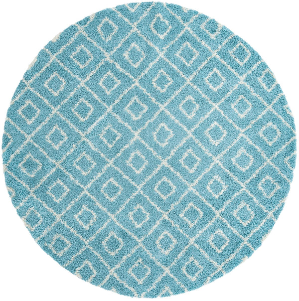 Lattice Loft Shag Collection Area Rug - Soho (Aqua) Round Aqua Main