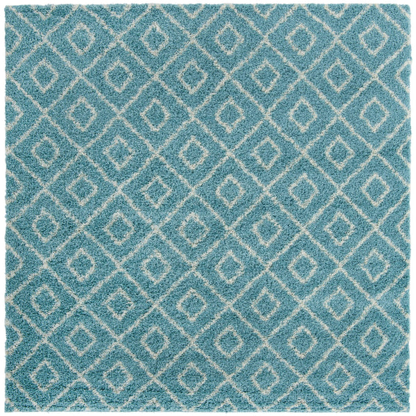 Lattice Loft Shag Collection Area Rug - Soho (Aqua) Square Aqua Main
