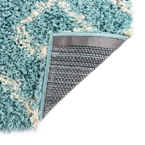 Lattice Loft Shag Collection Area Rug - Soho (Aqua) Runner Aqua  lifestyle 8