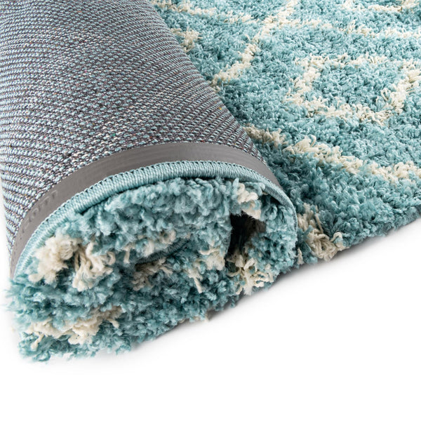 Lattice Loft Shag Collection Area Rug - Soho (Aqua) Runner Aqua  lifestyle 11