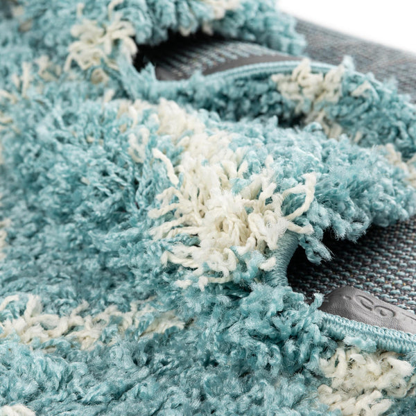 Lattice Loft Shag Collection Area Rug - Soho (Aqua) Runner Aqua  lifestyle 12