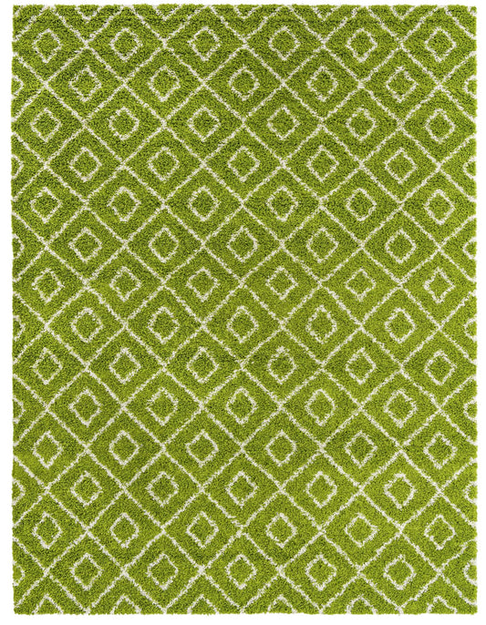 Lattice Loft Shag Collection Area Rug - Soho (Green) Rectangle Green Main