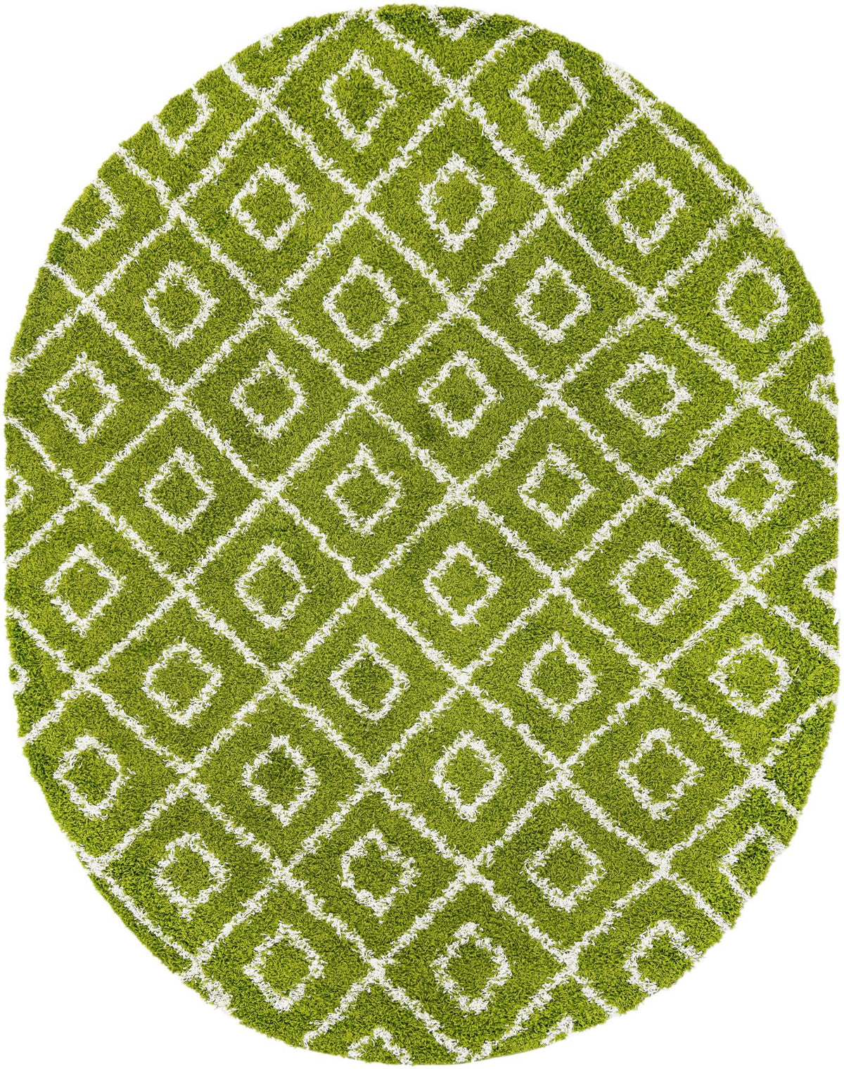 Lattice Loft Shag Collection Area Rug - Soho (Green) Oval Green Main
