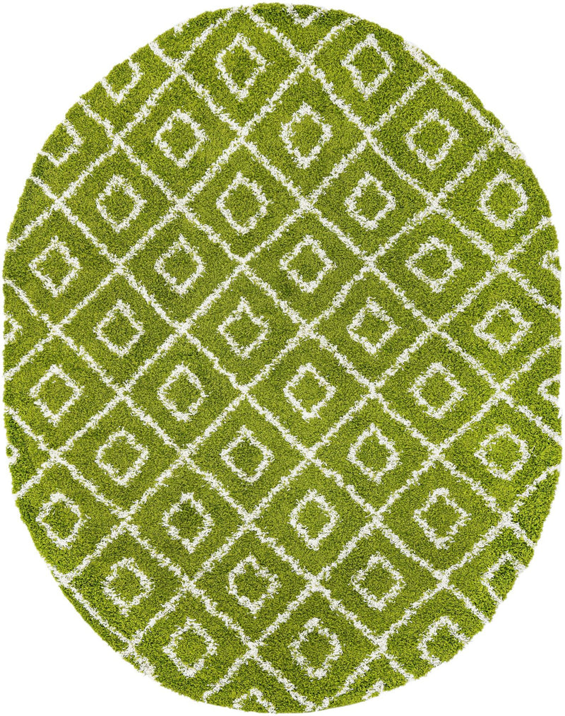 Lattice Loft Shag Collection Area Rug - Soho (Green) Oval Green Main