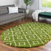 Lattice Loft Shag Collection Area Rug - Soho (Green) Oval Green  lifestyle 11