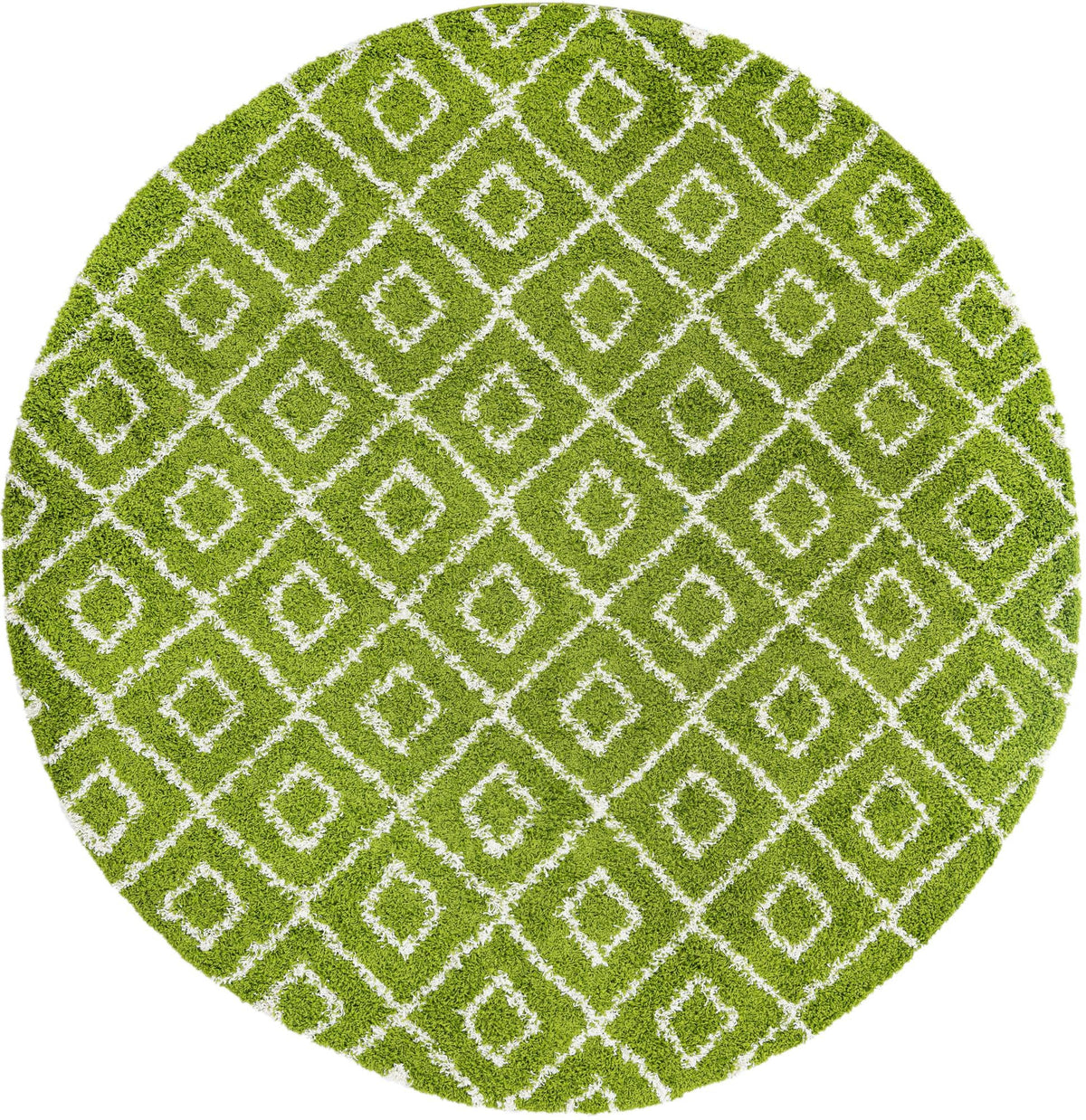 Lattice Loft Shag Collection Area Rug - Soho (Green) Round Green Main