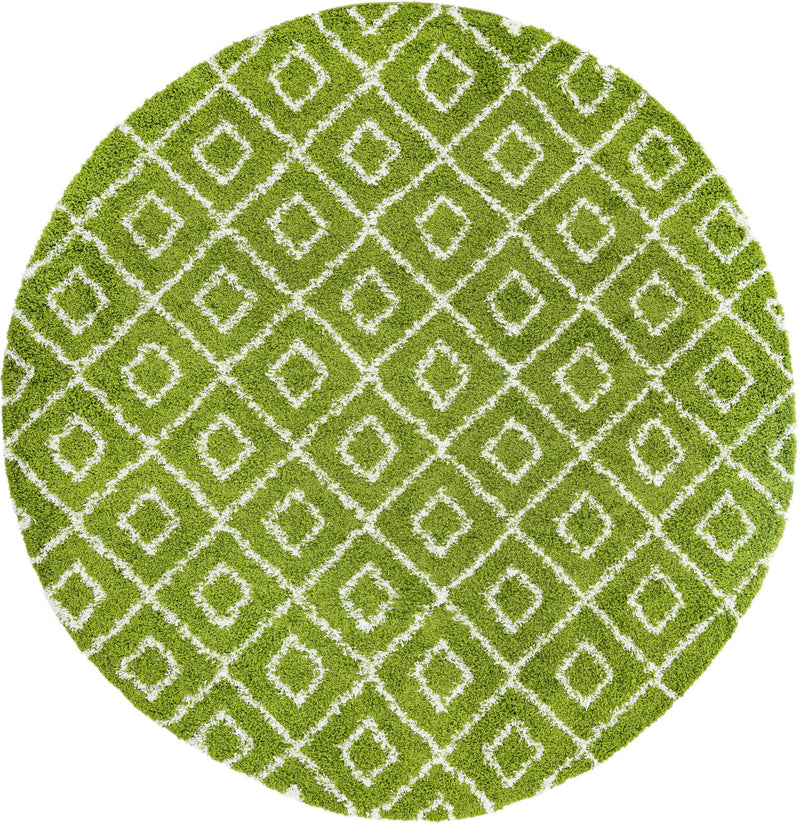 Lattice Loft Shag Collection Area Rug - Soho (Green) Round Green Main