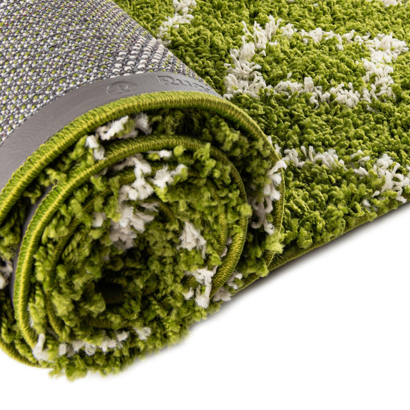 Lattice Loft Shag Collection Area Rug - Soho (Green) Round Green  lifestyle 8