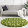 Lattice Loft Shag Collection Area Rug - Soho (Green) Round Green  lifestyle 12