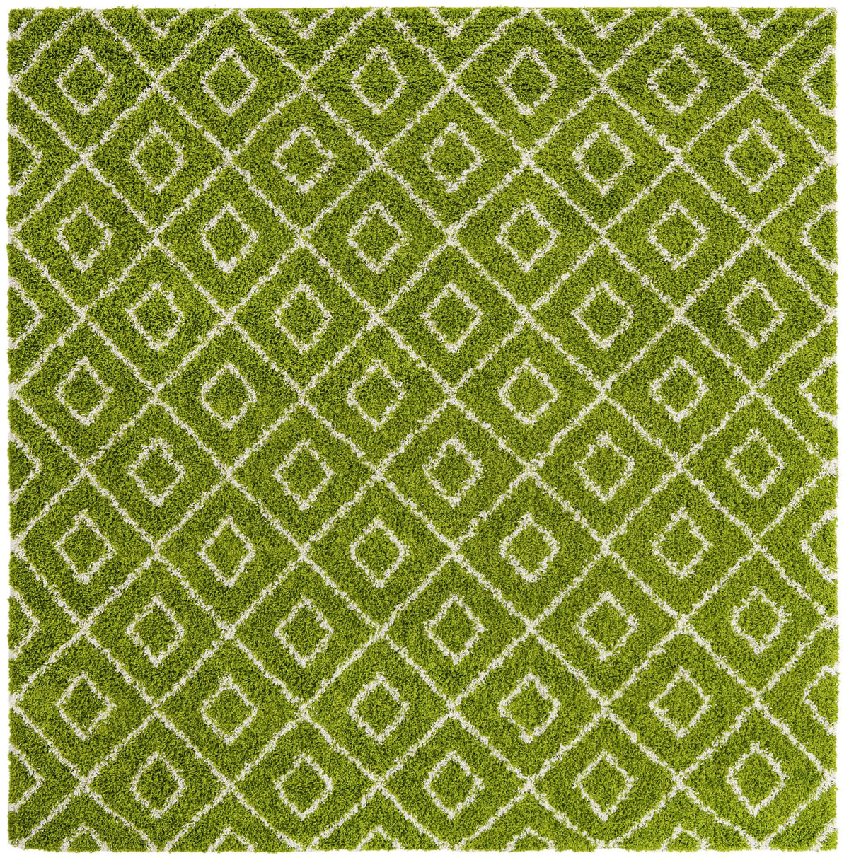 Lattice Loft Shag Collection Area Rug - Soho (Green) Square Green Main