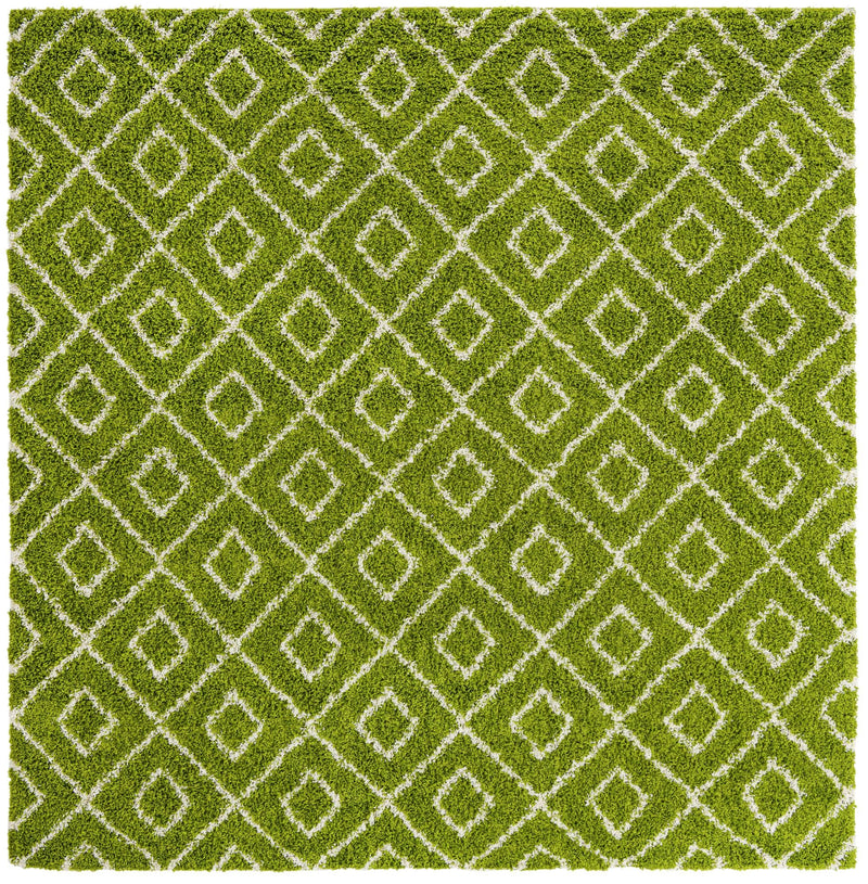 Lattice Loft Shag Collection Area Rug - Soho (Green) Square Green Main