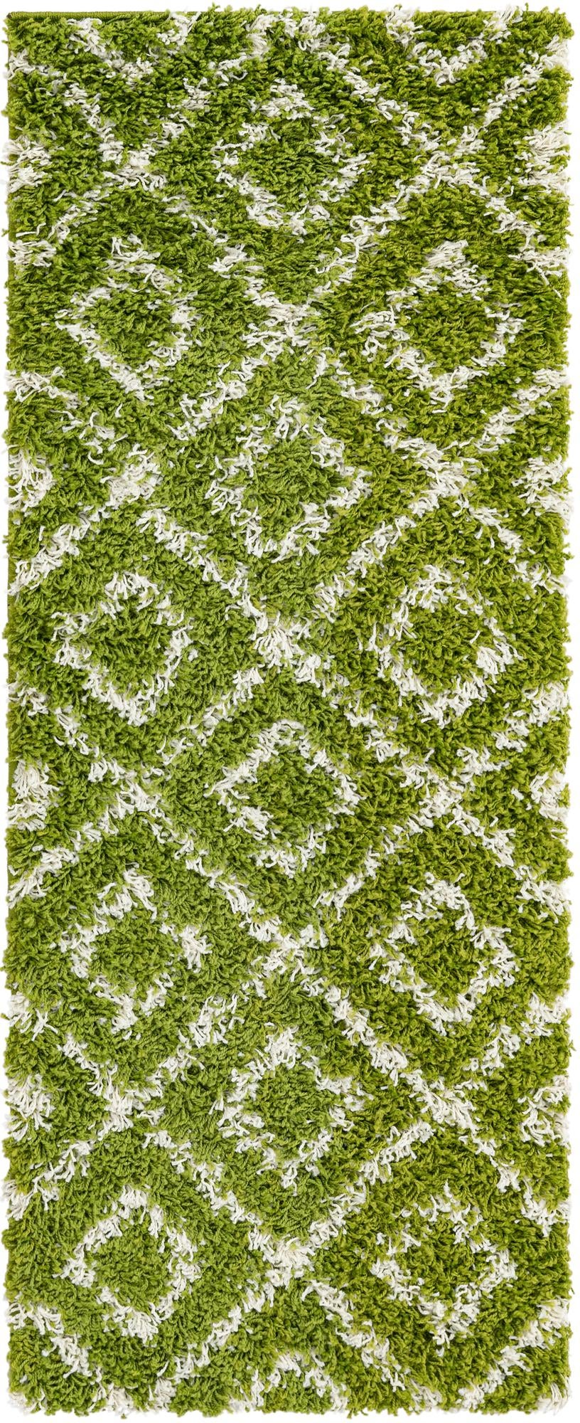 Lattice Loft Shag Collection Area Rug - Soho (Green) Runner Green Main
