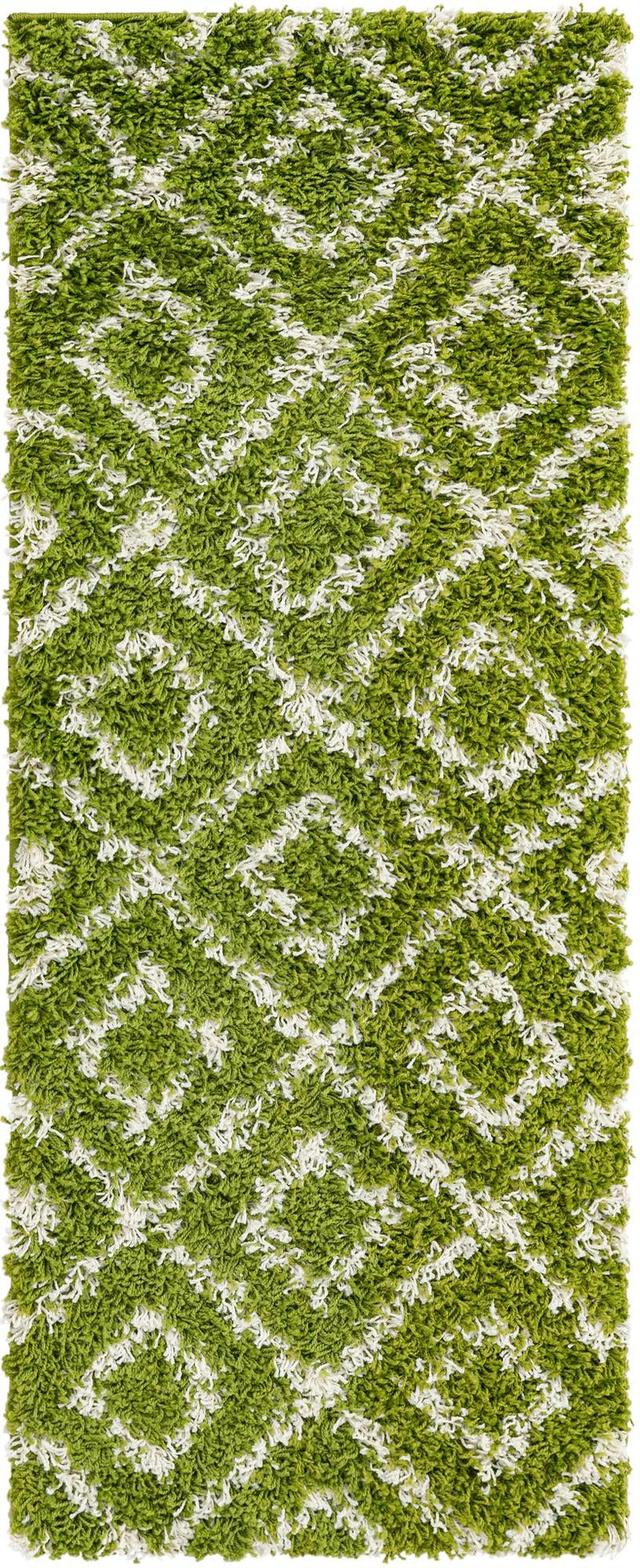 Lattice Loft Shag Collection Area Rug - Soho (Green) Runner Green Main