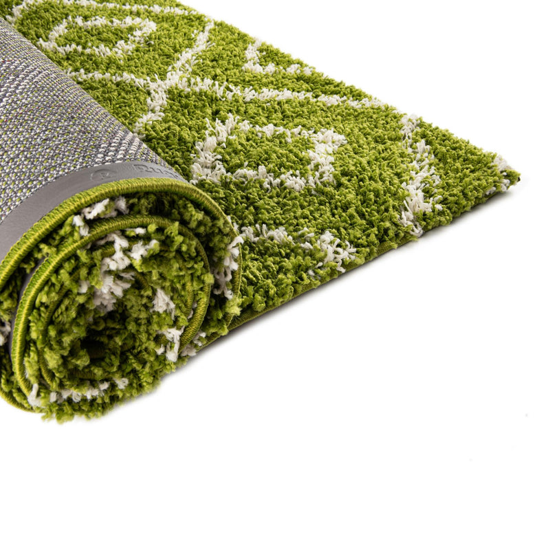 Lattice Loft Shag Collection Area Rug - Soho (Green) Runner Green  lifestyle 11