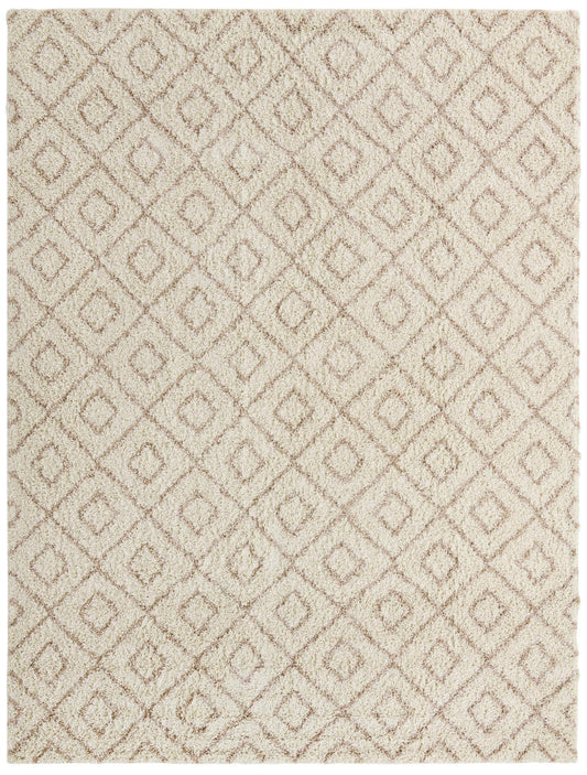 Lattice Loft Shag Collection Area Rug - Soho (Beige) Rectangle Beige Main