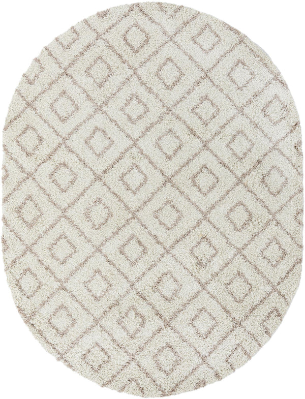 Lattice Loft Shag Collection Area Rug - Soho (Beige) Oval Beige Main