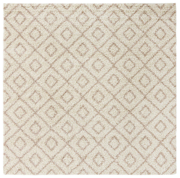 Lattice Loft Shag Collection Area Rug - Soho (Beige) Square Beige Main