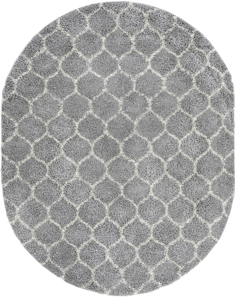 Lattice Loft Shag Collection Area Rug - Chelsea (Gray) Oval Gray Main