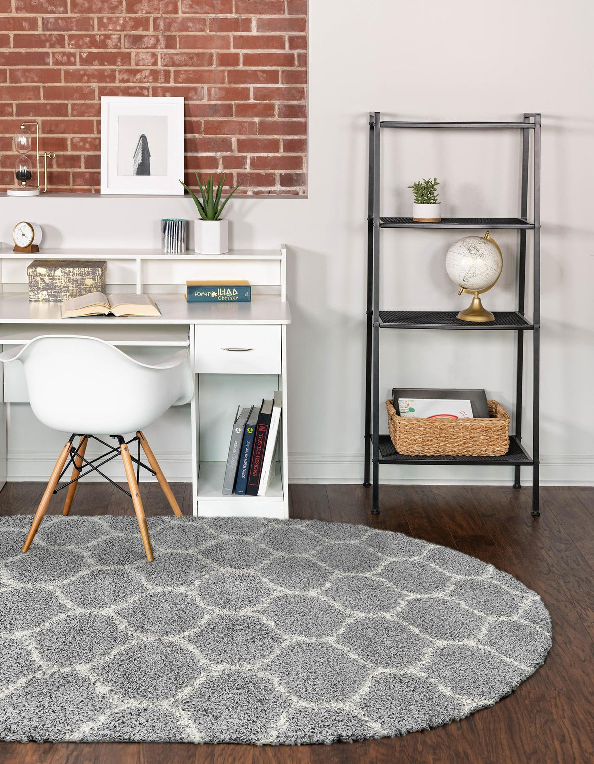 Lattice Loft Shag Collection Area Rug - Chelsea (Gray) Oval Gray  lifestyle 30