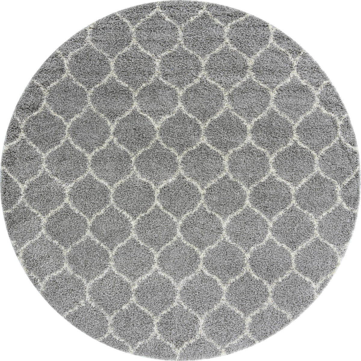 Lattice Loft Shag Collection Area Rug - Chelsea (Gray) Round Gray Main