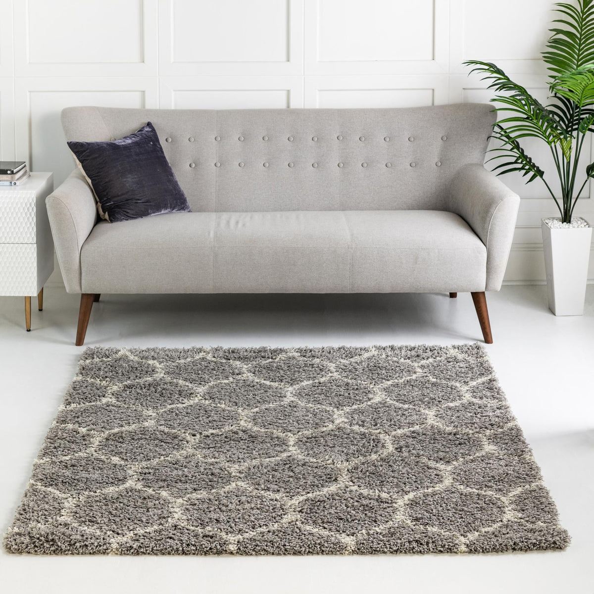 Lattice Loft Shag Collection Area Rug - Chelsea (Gray) Square Gray  lifestyle 14