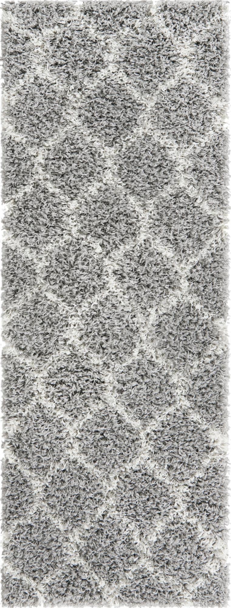 Lattice Loft Shag Collection Area Rug - Chelsea (Gray) Runner Gray Main