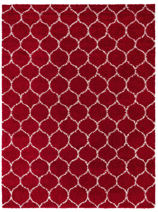 Lattice Loft Shag Collection Area Rug - Chelsea (Burgundy Red) Rectangle Burgundy Red Main