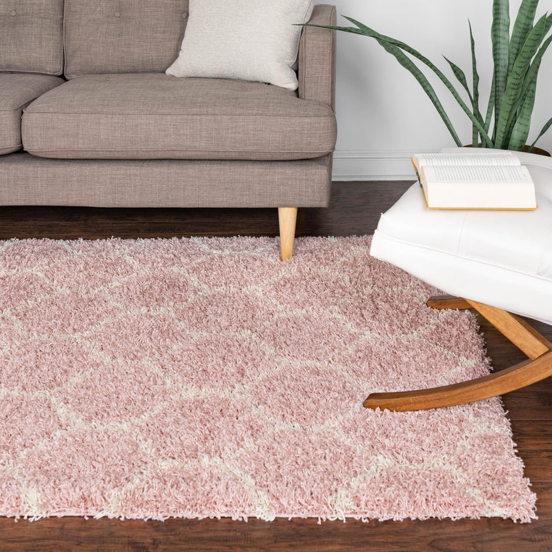 Lattice Loft Shag Collection Area Rug - Chelsea (Light Pink) Rectangle Light Pink  lifestyle 14