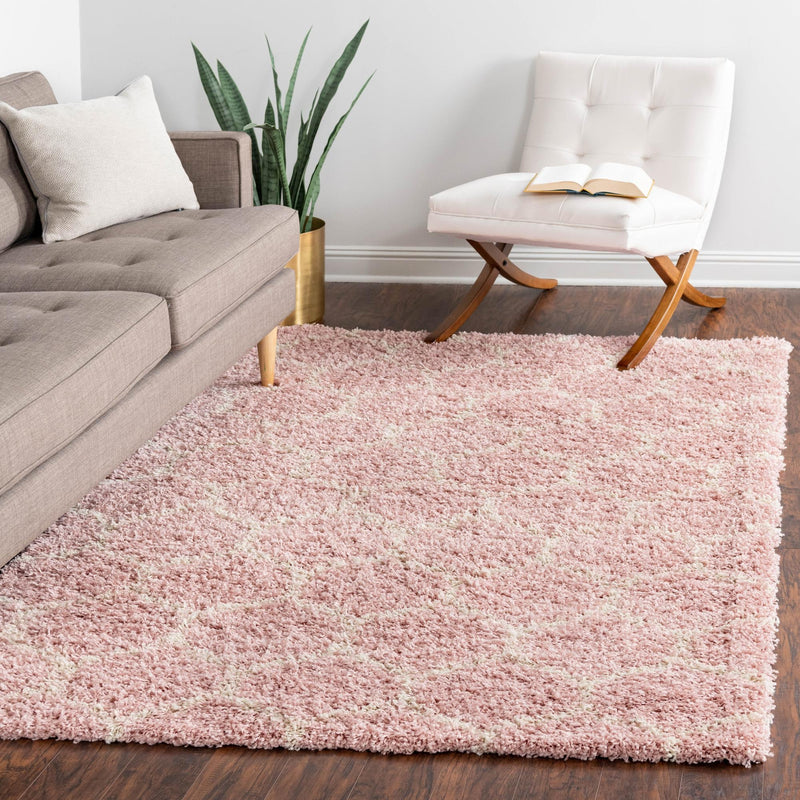 Lattice Loft Shag Collection Area Rug - Chelsea (Light Pink) Rectangle Light Pink  lifestyle 15