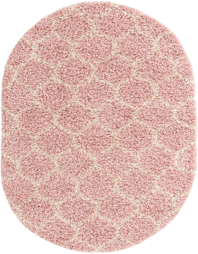 Lattice Loft Shag Collection Area Rug - Chelsea (Light Pink) Oval Light Pink Main