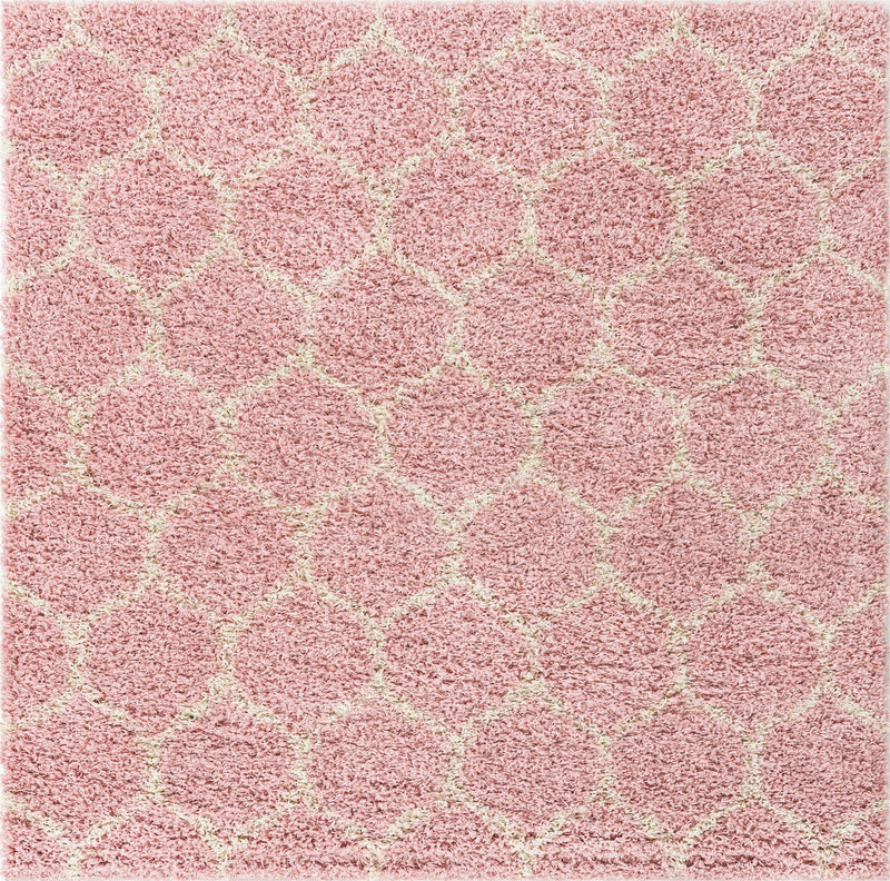 Lattice Loft Shag Collection Area Rug - Chelsea (Light Pink) Square Light Pink Main