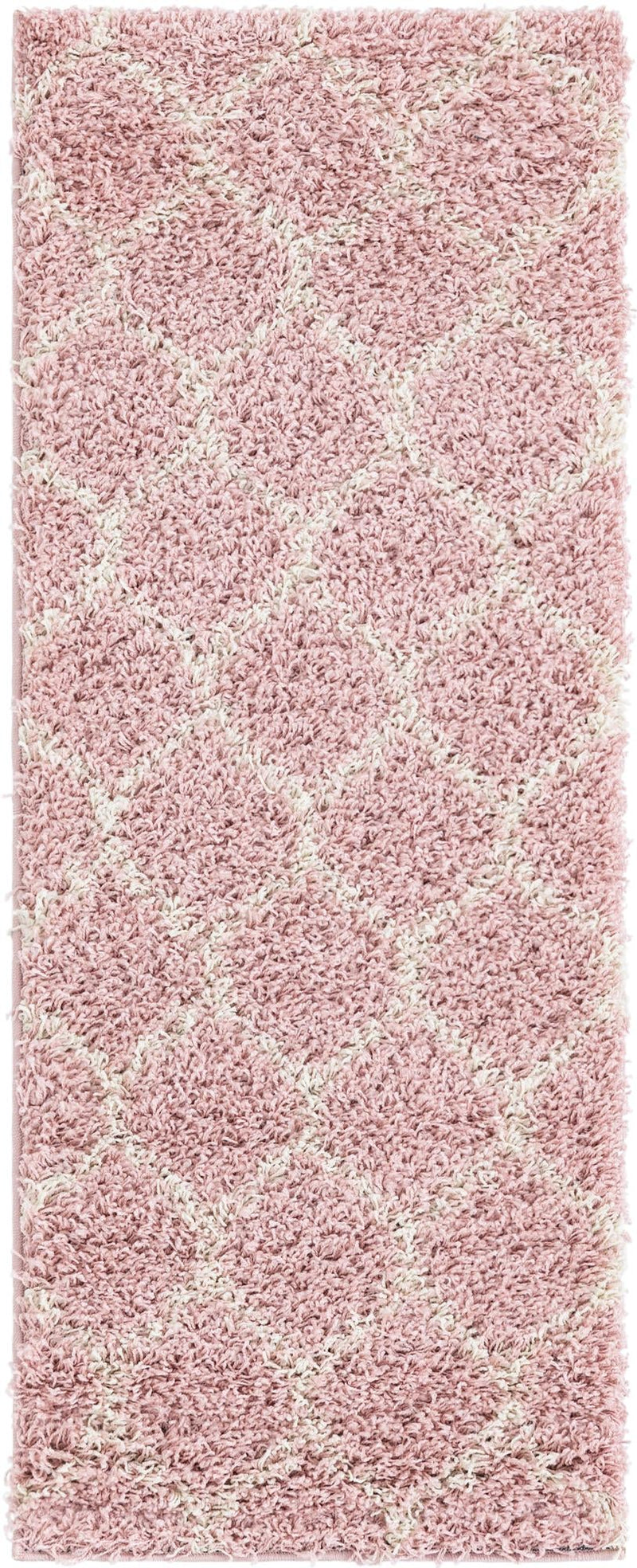 Lattice Loft Shag Collection Area Rug - Chelsea (Light Pink) Runner Light Pink Main