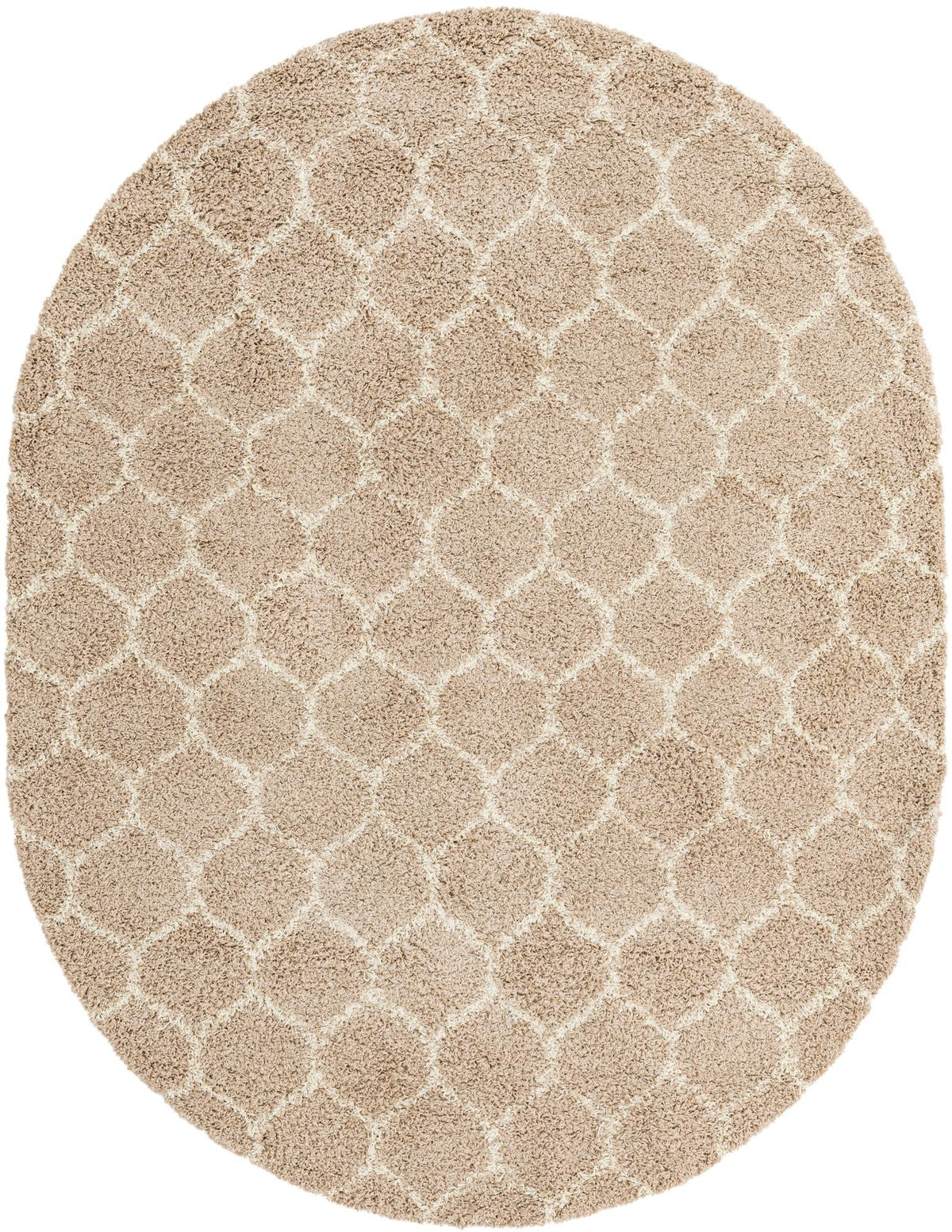Lattice Loft Shag Collection Area Rug - Chelsea (Light Brown) Oval Light Brown Main